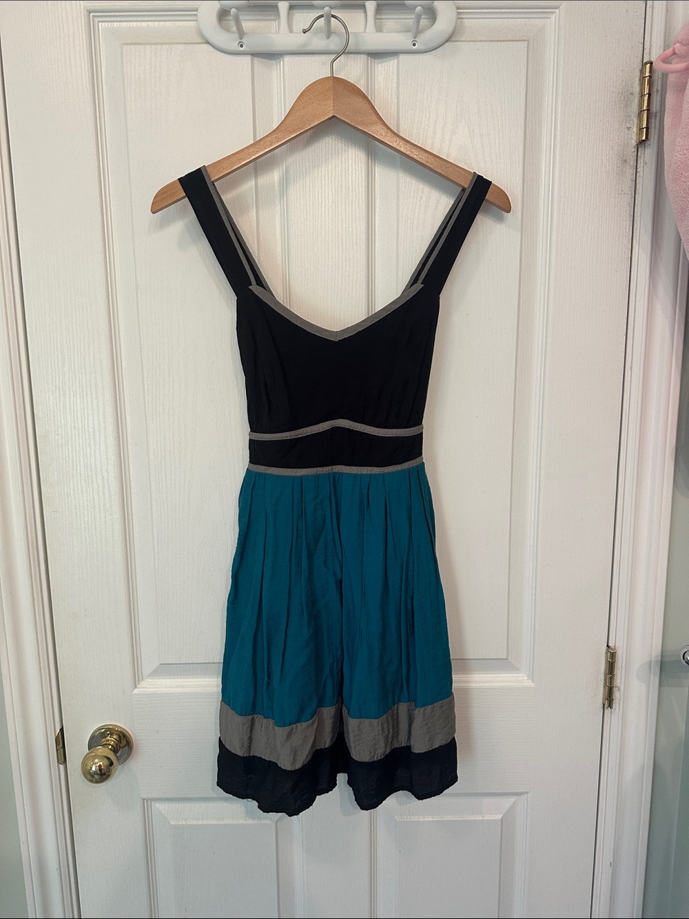 BeBop Black, Teal & Gray Colorblock Mini Dress